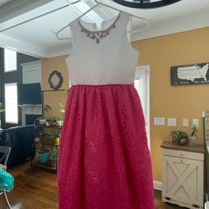 Beautiful girls dress with cute jeweled neckline!